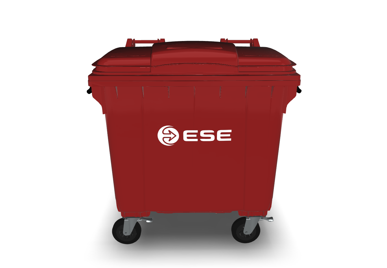 Контейнер для твердих побутових відходів, ESE, 1100 л, з плоскою кришкою, червоний